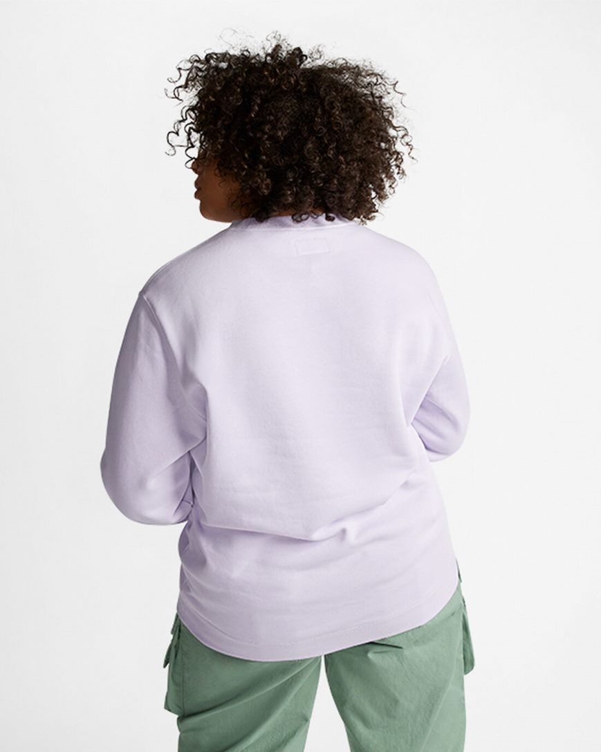Women's Converse Go-To Embroidered Star Chevron Standard Fit Fleece Crew Sweatshirts Purple | AU 9830CO